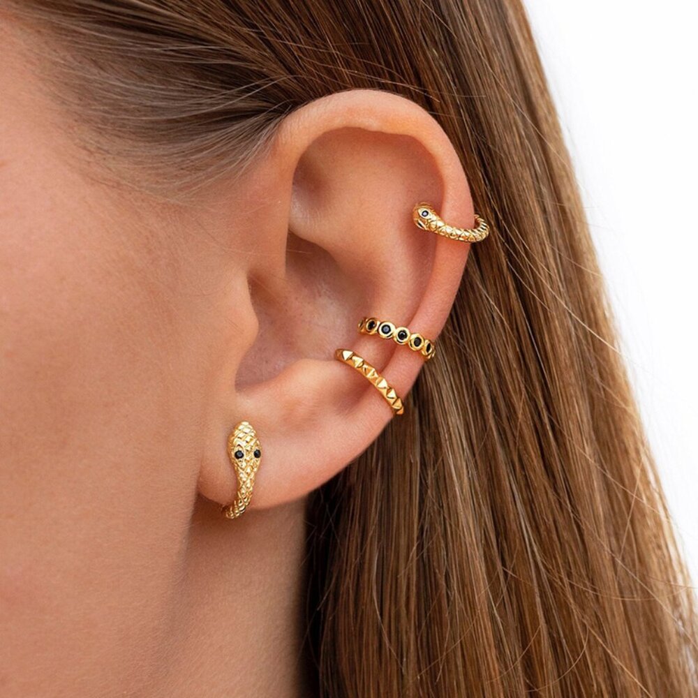 22084 Snake Earring Set | Hoop | Ear Cuff | Minimalist Style